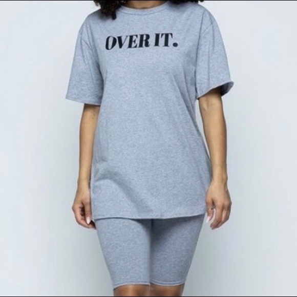 ‼️ Sage OVER IT Oversized T-Shirt Biker Shorts Set - Picture 3 of 6